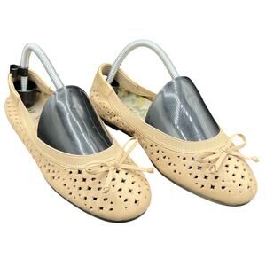 🌸 Vionic 7.5 Nude Cutout Ballet Flats Bow Toe Comfort Arch Support Preppy Chic